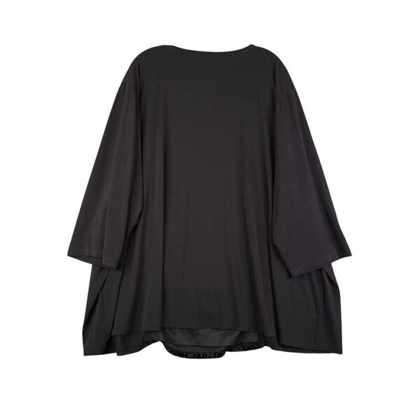Catherines Shirt Tunic Women's Plus 4X Black Velvet Burnout Pullover 3/4 Sleeve - Picture 3 of 8